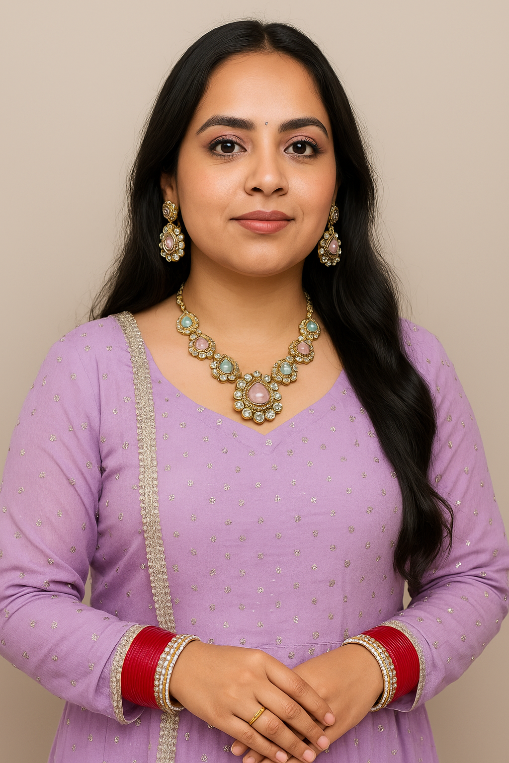 Pink and green necklace