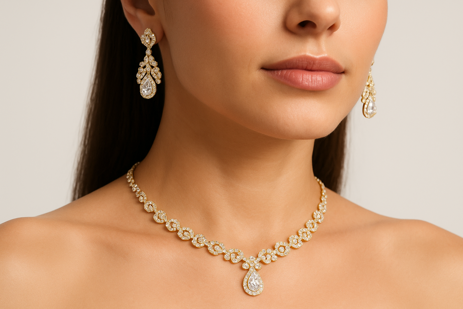 I want picture of necklace with ear rings wear on the neck